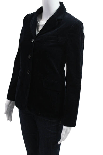 Theory Women Black Collared Cotton Lycra Blazer Button Long Sleeve Size 4