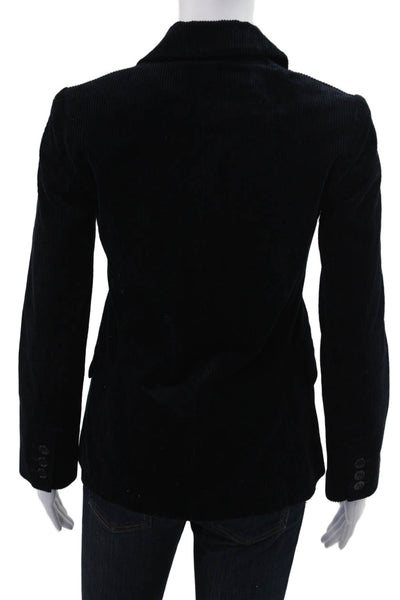 Theory Women Black Collared Cotton Lycra Blazer Button Long Sleeve Size 4