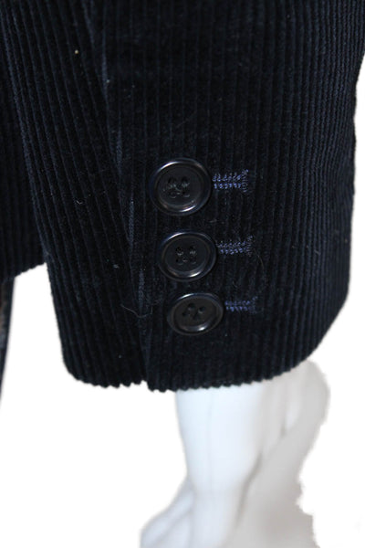 Theory Women Black Collared Cotton Lycra Blazer Button Long Sleeve Size 4