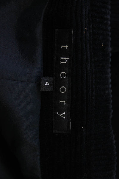 Theory Women Black Collared Cotton Lycra Blazer Button Long Sleeve Size 4