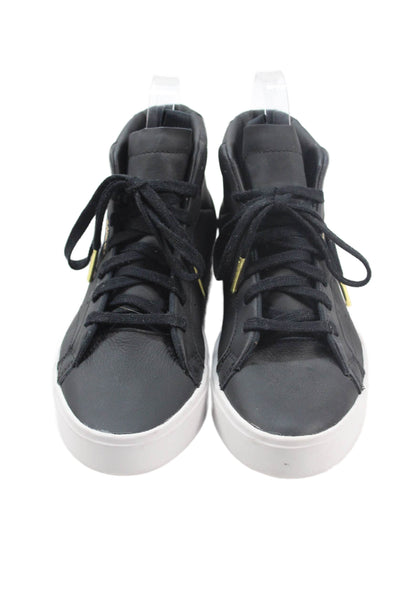 Adidas Womens Leather High Top Lace Up Sneakers Black Size 5.5