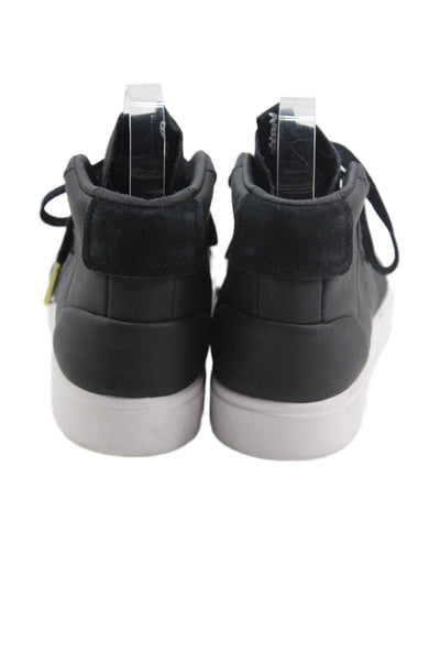 Adidas Womens Leather High Top Lace Up Sneakers Black Size 5.5