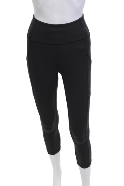 Lululemon Womens Black Cropped Leggings Cotton Spandex Size 4