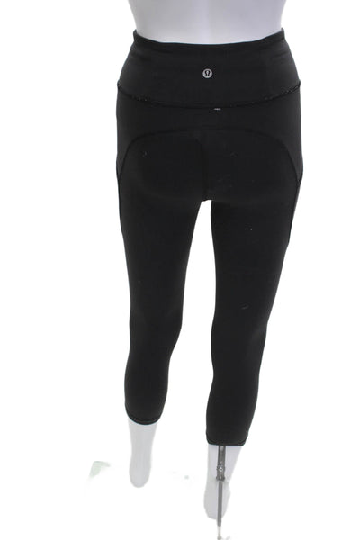 Lululemon Womens Black Cropped Leggings Cotton Spandex Size 4