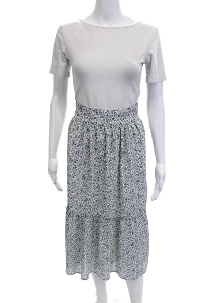 Madewell Womens Peasant Skirt White Floral Midi Polyester Size S