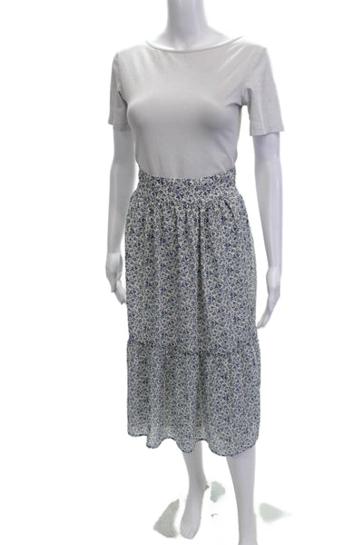 Madewell Womens Peasant Skirt White Floral Midi Polyester Size S