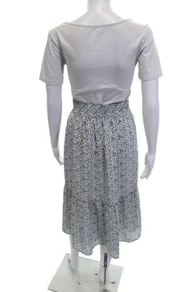 Madewell Womens Peasant Skirt White Floral Midi Polyester Size S