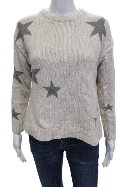Splendid Unisex Pullover Sweater Beige 100% Cotton Star Graphic Crewneck Size S