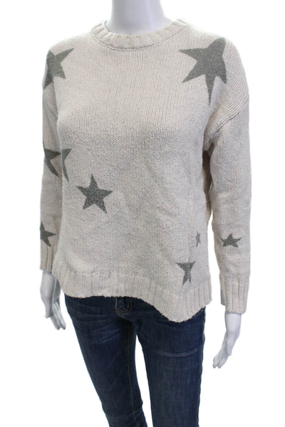 Splendid Unisex Pullover Sweater Beige 100% Cotton Star Graphic Crewneck Size S