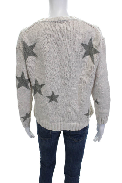 Splendid Unisex Pullover Sweater Beige 100% Cotton Star Graphic Crewneck Size S