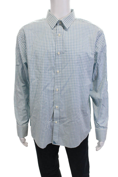 Untuckit Mens Button-Down Light Blue Check Collared Long Sleeve Shirt Size XL