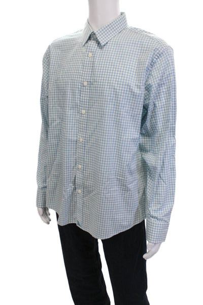 Untuckit Mens Button-Down Light Blue Check Collared Long Sleeve Shirt Size XL