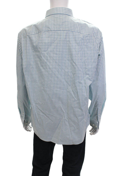 Untuckit Mens Button-Down Light Blue Check Collared Long Sleeve Shirt Size XL