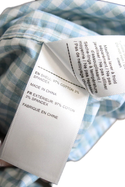 Untuckit Mens Button-Down Light Blue Check Collared Long Sleeve Shirt Size XL