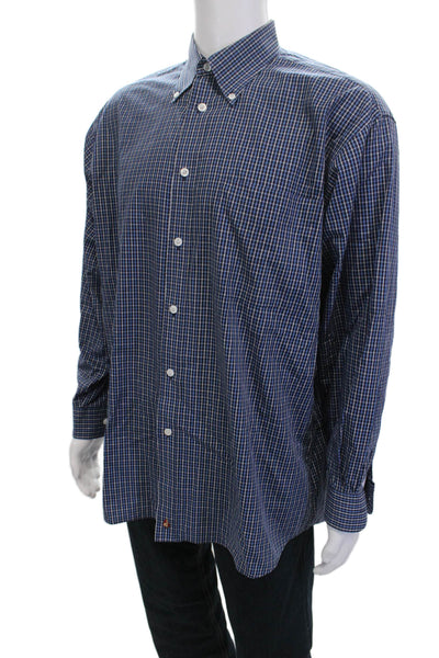 Nordstrom Mens Button-Down Long Sleeve Checked Collared Blue Big & Tall Size L