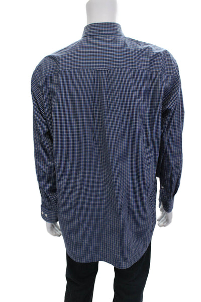 Nordstrom Mens Button-Down Long Sleeve Checked Collared Blue Big & Tall Size L