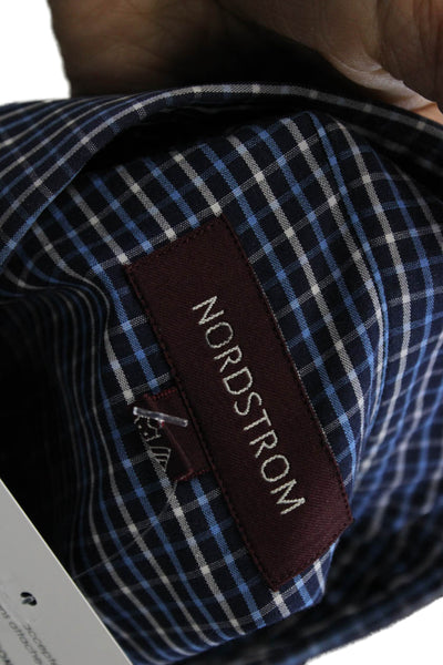 Nordstrom Mens Button-Down Long Sleeve Checked Collared Blue Big & Tall Size L