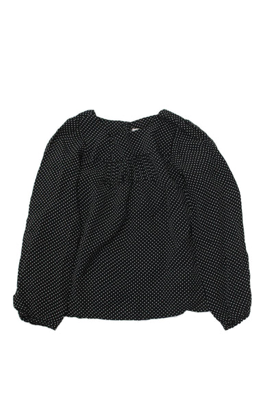 Bonpoint Girls Polka Dot Crew Neck Long Sleeve Blouse Top Black Size 6
