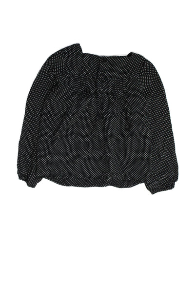 Bonpoint Girls Polka Dot Crew Neck Long Sleeve Blouse Top Black Size 6