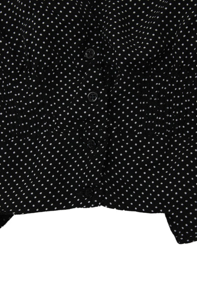 Bonpoint Girls Polka Dot Crew Neck Long Sleeve Blouse Top Black Size 6