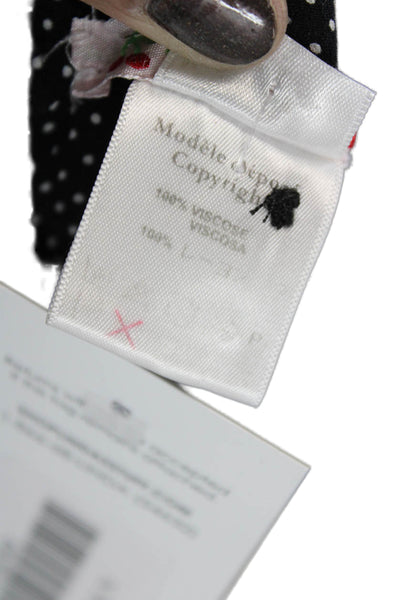 Bonpoint Girls Polka Dot Crew Neck Long Sleeve Blouse Top Black Size 6