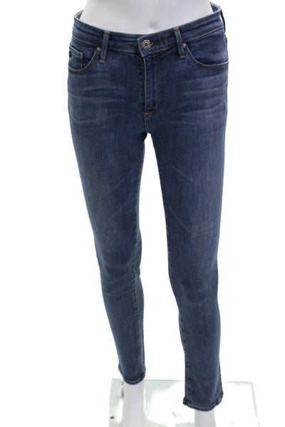 AG Adriano Goldschmied Womens Dark Blue High Rise Ankle Skinny Jeans Size 27