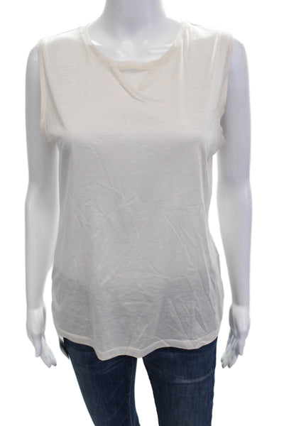 Les Copains Women Basic White Sleeveless Tank Crew Neck Size 46
