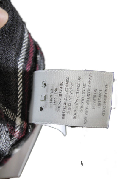 Rails Women Petites Plaid Collared Rayon Button-Up Black Long Sleeve Size S