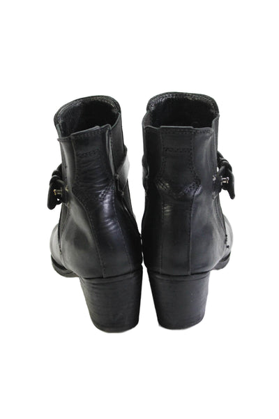 Rag & Bone Womens Leather Stretch Inset Belted Ankle Boots Black Size 39 9