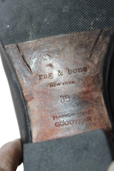 Rag & Bone Womens Leather Stretch Inset Belted Ankle Boots Black Size 39 9