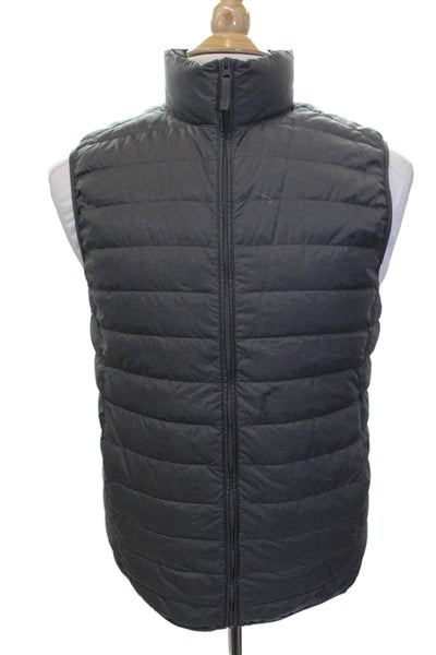 Uniqlo Mens Puffer Quilted Vest Black High Neck Zip Nylon Size S