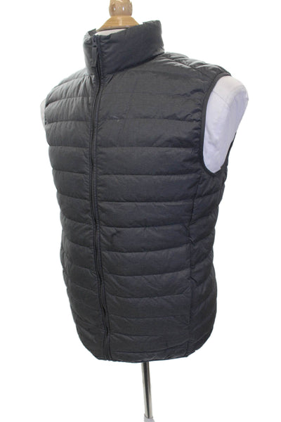 Uniqlo Mens Puffer Quilted Vest Black High Neck Zip Nylon Size S