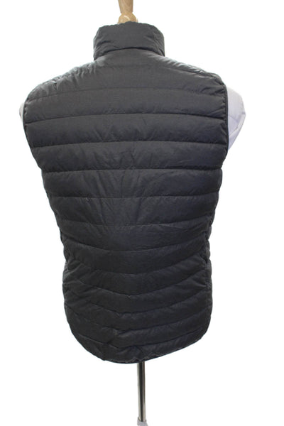 Uniqlo Mens Puffer Quilted Vest Black High Neck Zip Nylon Size S