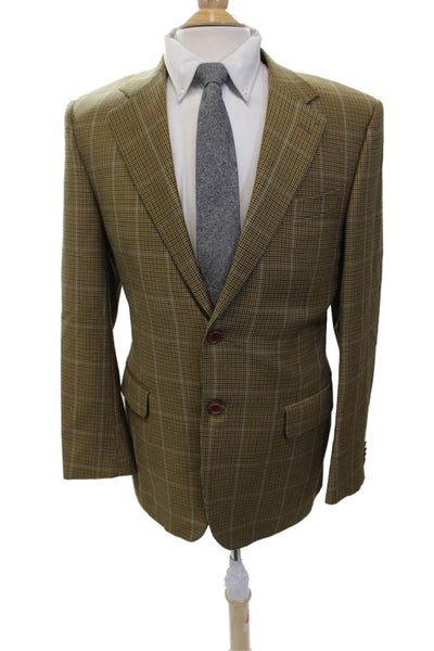 Rothmans Mens Plaid Brown Sport Coat Collared Button Long Sleeve Size 50