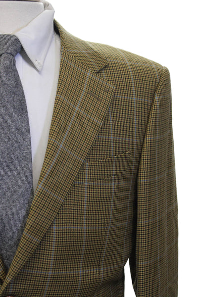 Rothmans Mens Plaid Brown Sport Coat Collared Button Long Sleeve Size 50