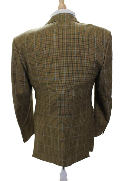Rothmans Mens Plaid Brown Sport Coat Collared Button Long Sleeve Size 50