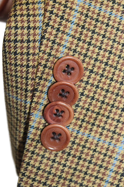 Rothmans Mens Plaid Brown Sport Coat Collared Button Long Sleeve Size 50