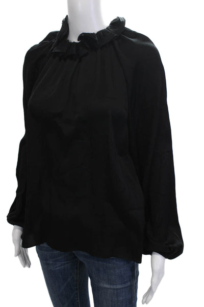 Ungaro Women Black Silk Blend Tie Neck Long Sleeve Blouse Size S