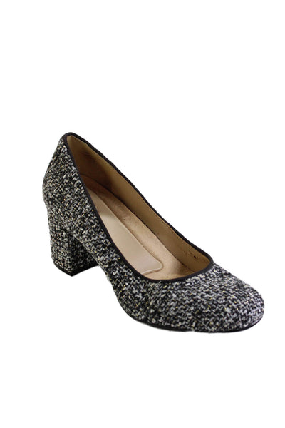 Naturalizer Women's Round Toe Block Heel Tweed Pumps Black Size 7