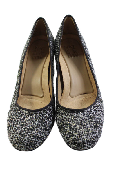 Naturalizer Women's Round Toe Block Heel Tweed Pumps Black Size 7