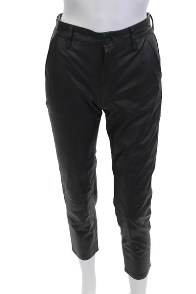 AG Adriano Goldschmied Womens Cropped Ankle Biker Pants Black Button Size 23