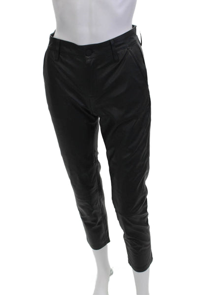 AG Adriano Goldschmied Womens Cropped Ankle Biker Pants Black Button Size 23
