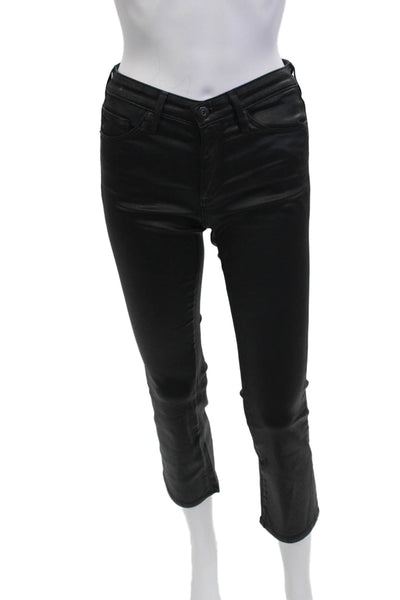 AG Adriano Goldschmied Women Ankle Cropped Biker Pants Black High Rise Size 24