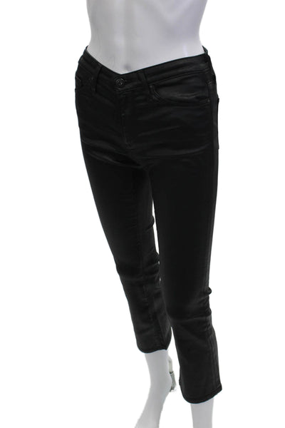 AG Adriano Goldschmied Women Ankle Cropped Biker Pants Black High Rise Size 24