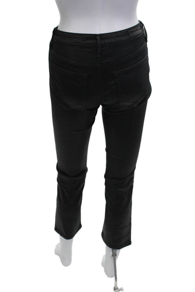 AG Adriano Goldschmied Women Ankle Cropped Biker Pants Black High Rise Size 24