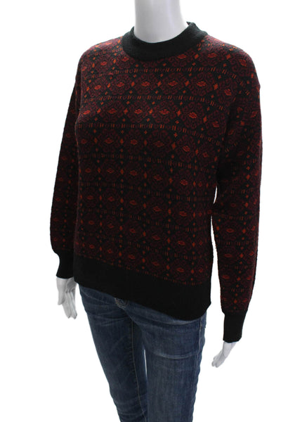 Byblos Womens Black Geometric Crew Neck Pullover Sweater Wool 80s Size 38