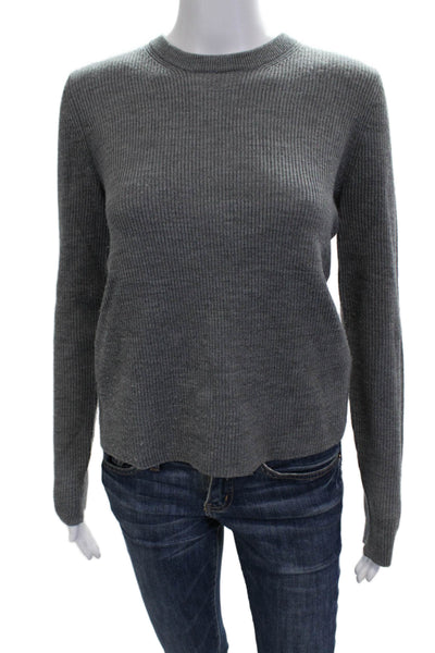 A.L.C. Women Pullover Merino Wool Crew Neck Gray Sweater Long Sleeve Size XS