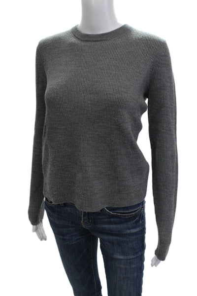 A.L.C. Women Pullover Merino Wool Crew Neck Gray Sweater Long Sleeve Size XS