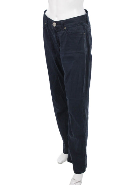 Escada Sport Womens Dark Blue Chino Pants Cotton Elastane Button 31in Size 36