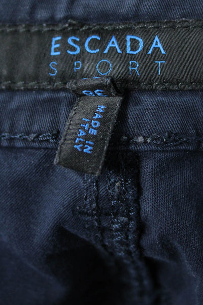Escada Sport Womens Dark Blue Chino Pants Cotton Elastane Button 31in Size 36